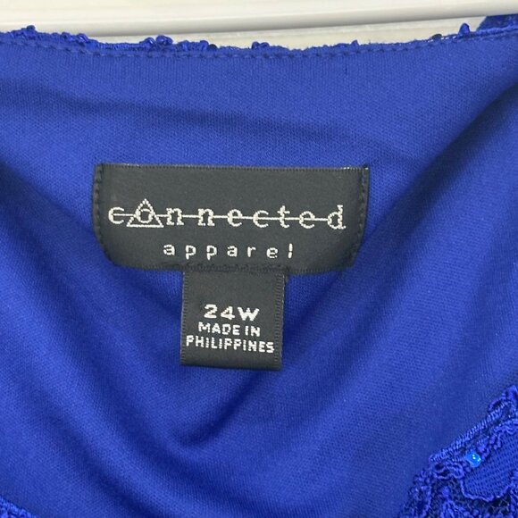 Connected Apparel Plus SZ 24W Royal Blue Gown Sequined Lace Draped Tulip Hemline - Picture 7 of 14